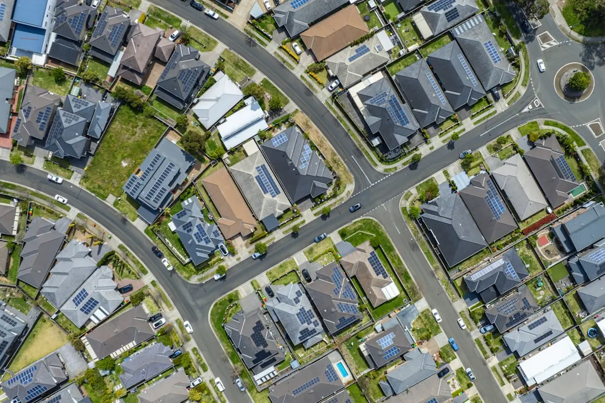 An aerial view of a Sydney suburb