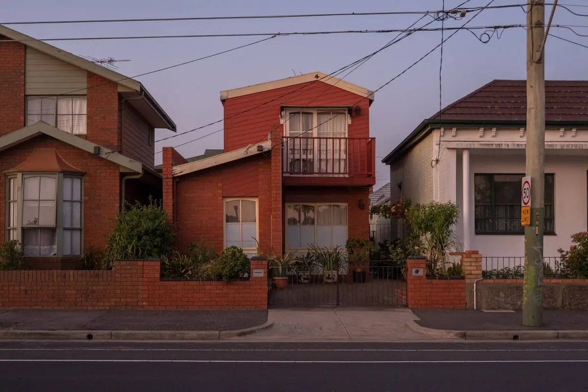 A row of red brick terraces